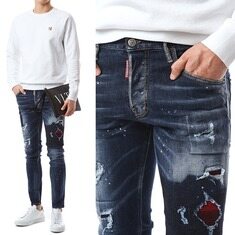 [디스퀘어드]DSQ 페인트스팟 타탄체크덧댐 진청진_스케이터핏/71LB0838 썸네일 1