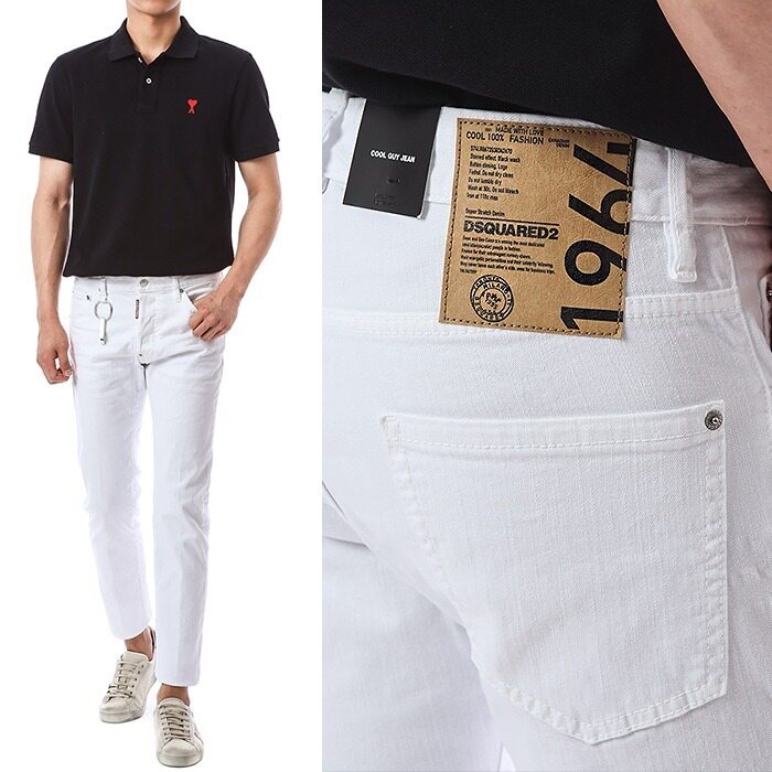 디스퀘어드 로고 오프너장식 1964패치 화이트진_쿨가이핏/71LB0915 100 - Dsquared2