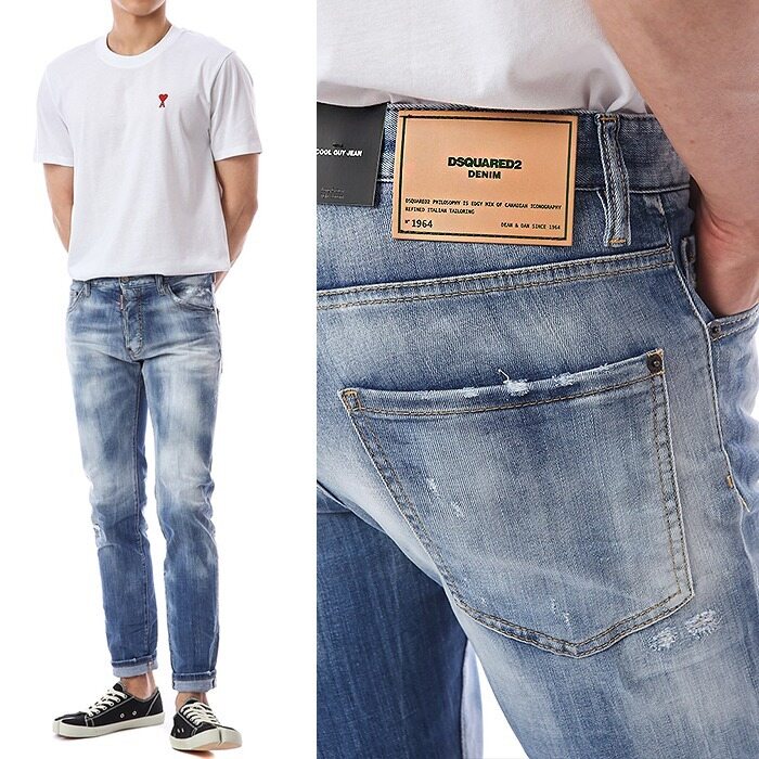 디스퀘어드 브라운 로고패치 아이스 연청진_쿨가이핏/71LB0901 - Dsquared2