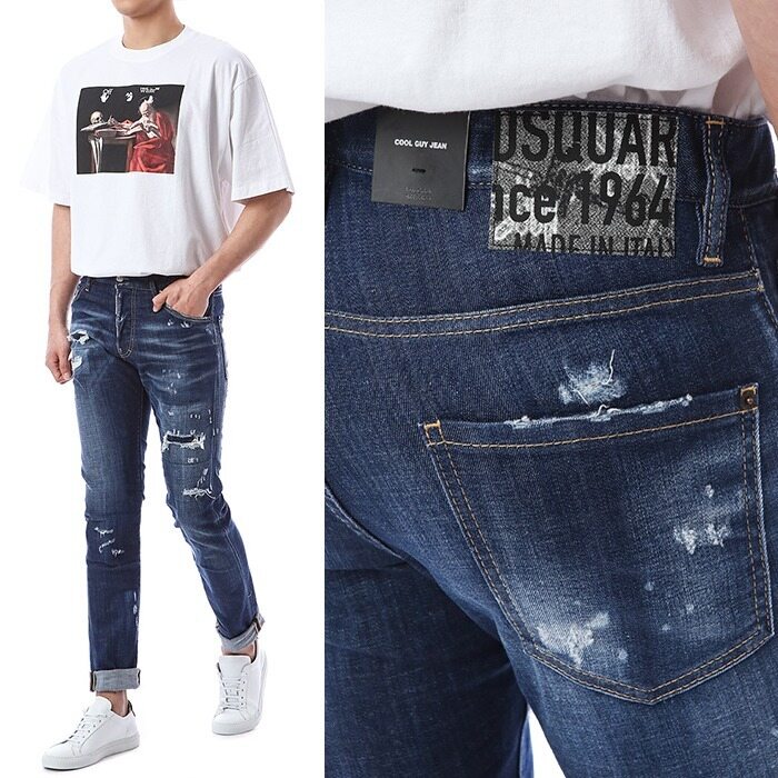 디스퀘어드 블랙 오리진로고패치 진청진_쿨가이핏/74LB0961 - Dsquared2