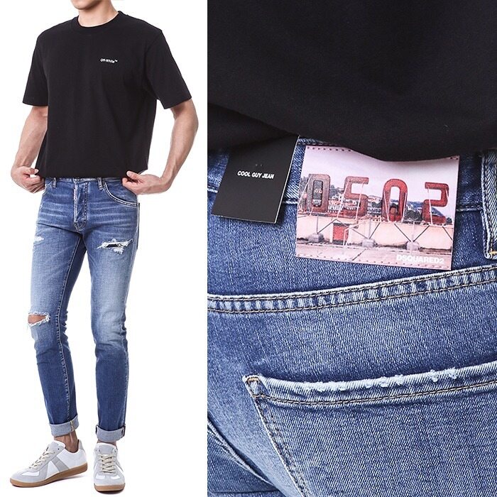 디스퀘어드 포토 래더패치 디스트로이드 중청워싱진/71LB1021 - Dsquared2