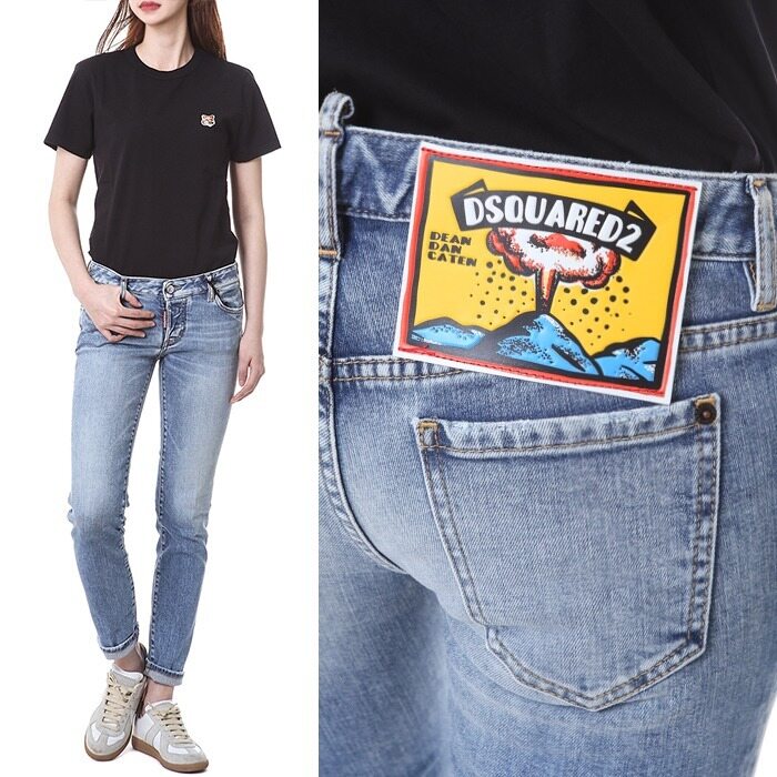 디스퀘어드 볼케이노 카툰 래더패치 빈티지 중청 워싱진/75LB0642 - Dsquared2