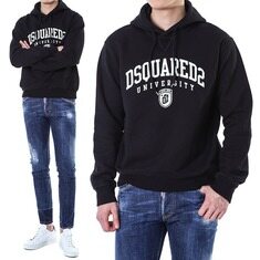 디스퀘어드 유니버시티 로고프린트 기모 후드 티셔츠/74GU0744 S25516 900 썸네일 1