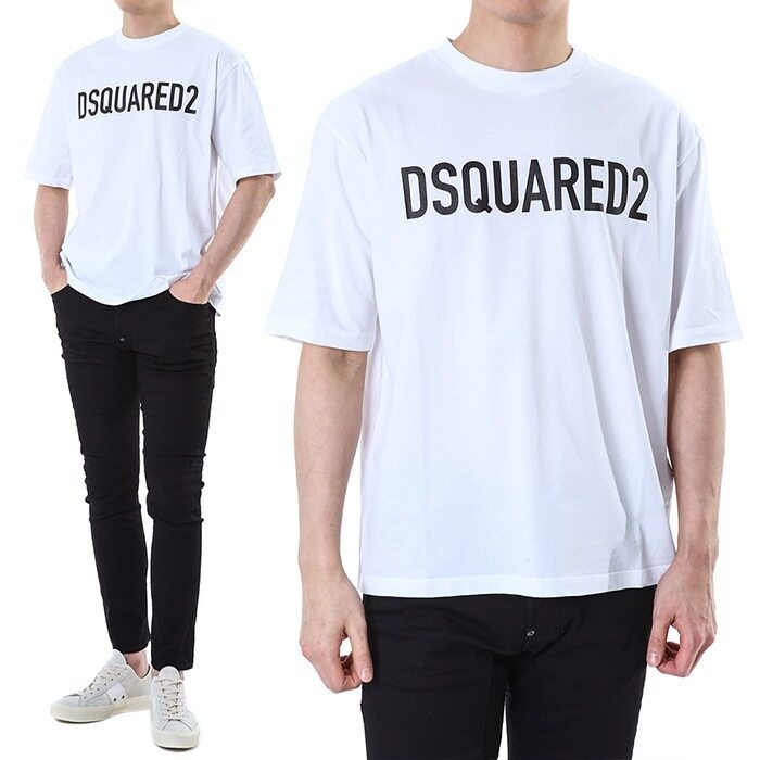 디스퀘어드 시그니처 로고프린트 반팔티셔츠/74GD1197 S24321 100 - Dsquared2