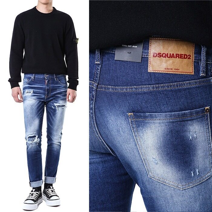 디스퀘어드 크래프트 로고패치 디스덧댐 중청 워싱진/74LB1452 - Dsquared2