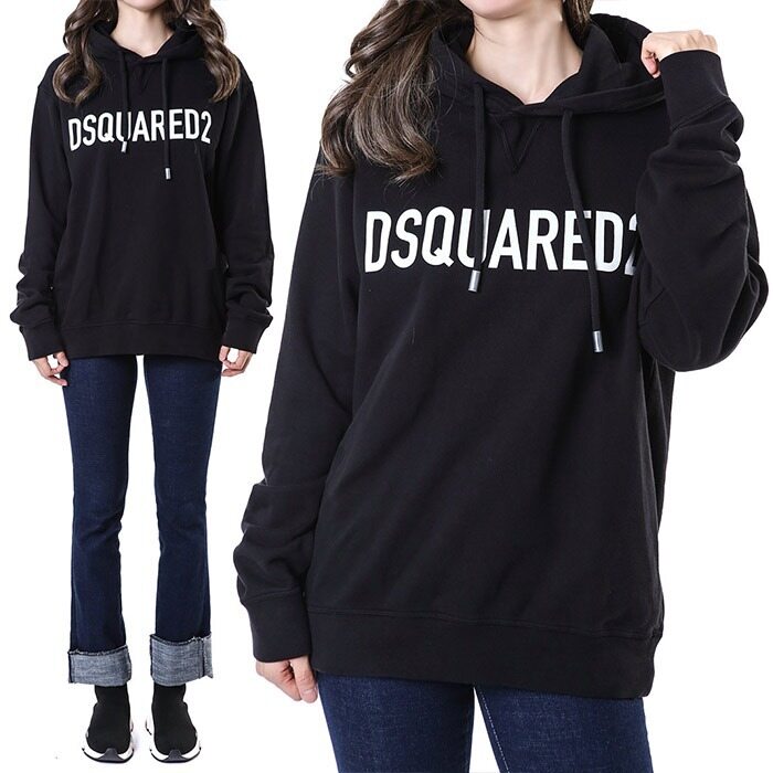 디스퀘어드 로고프린트 여성 후드 티셔츠/74GU0664 S25538 900 - Dsquared2