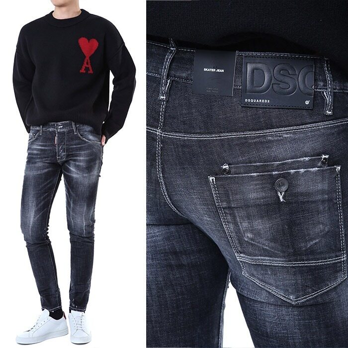 디스퀘어드 래더패치 더블포켓 롤업 진청 워싱진/71LB1088 S30357 900 - Dsquared2