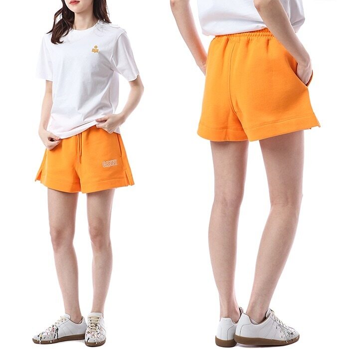 가니 로고자수 기모 트레이닝 숏팬츠/T3021 284 - Ganni