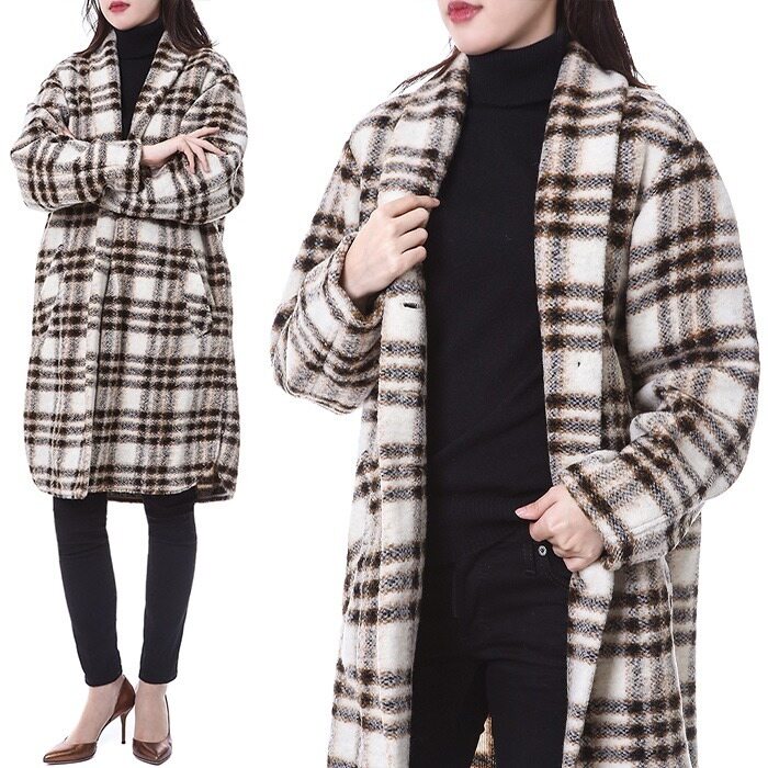 이자벨마랑 에뚜왈 GABRIEL 체크 볼륨 울 롱 코트/MA1297 22A012E 23EC - Isabel Marant