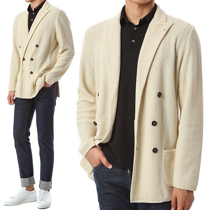 [라르디니]플라워 부토니에 다이아몬드 니트자켓/EILJM57 EI54003 120 - Lardini