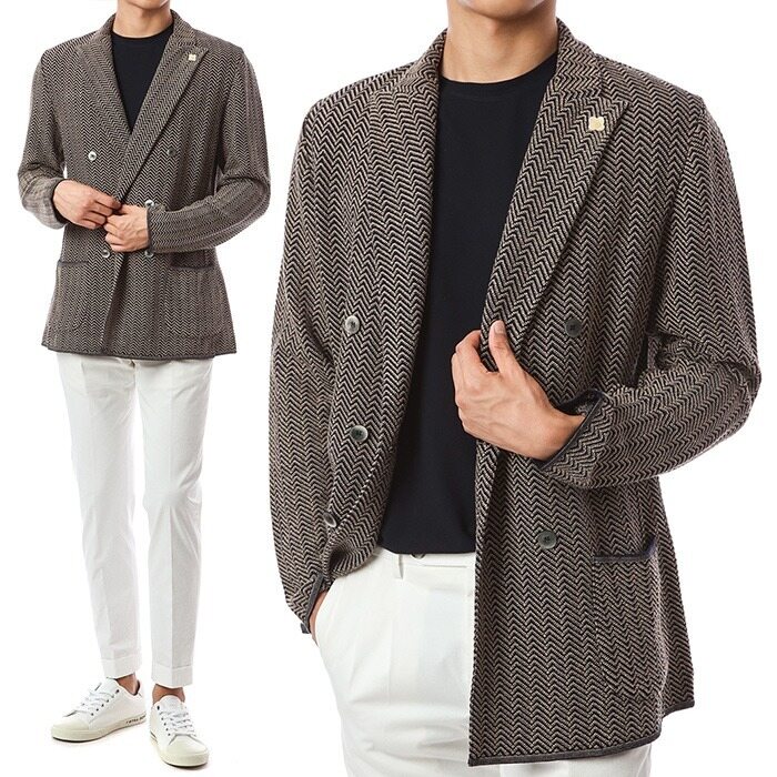 [라르디니]플라워 부토니에 헤링본 니트자켓/EILJM57 EI54008 850BE - Lardini