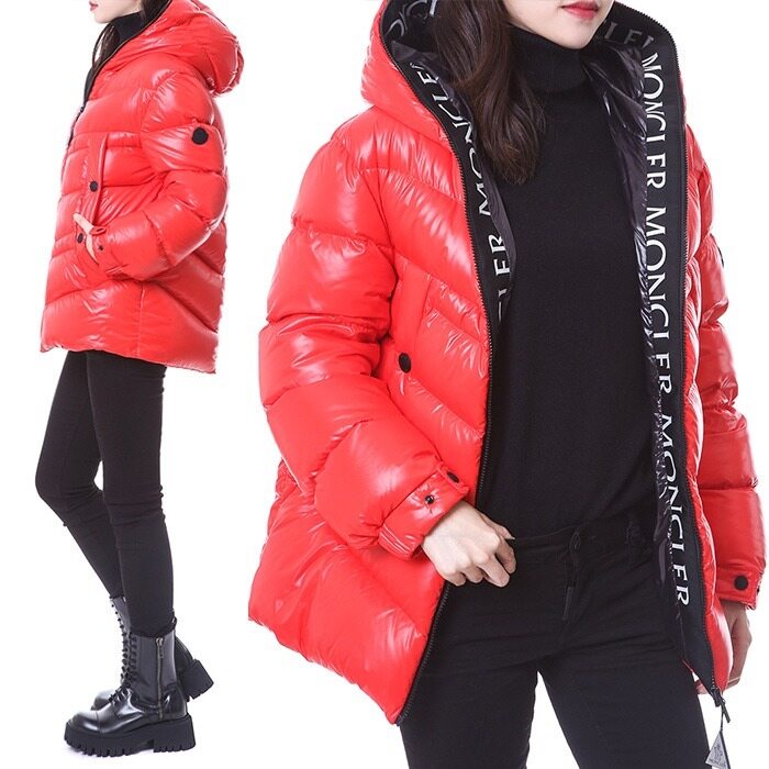 몽클레어 CLAIR 러버패치 로고 구스다운 후드 여성 패딩점퍼/1A00022 68950 422 - Moncler
