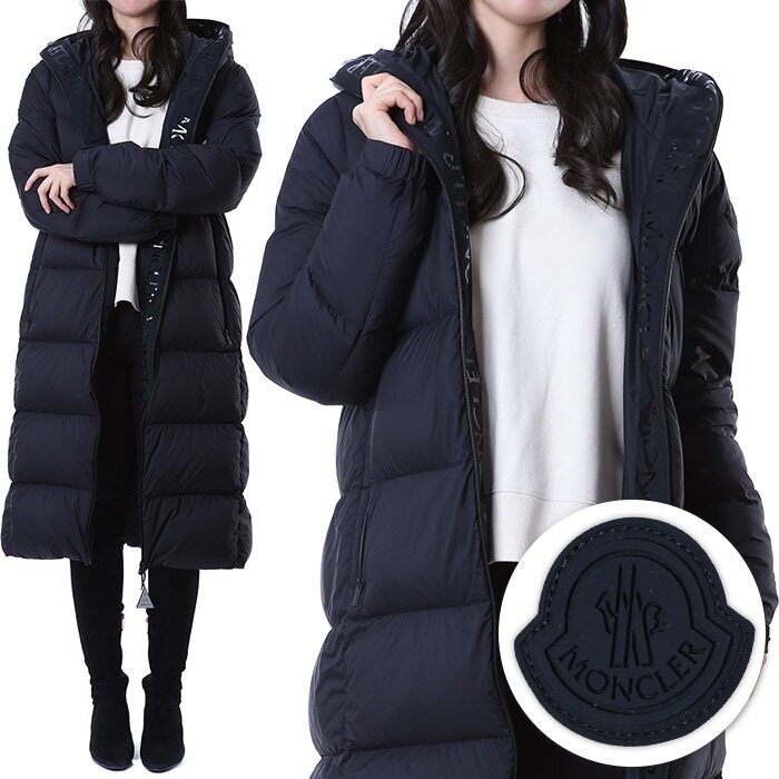 몽클레어 ARREDOUN 블랙로고패치 밴딩 롱 후드 패딩/1C00004 596K7 999 - Moncler