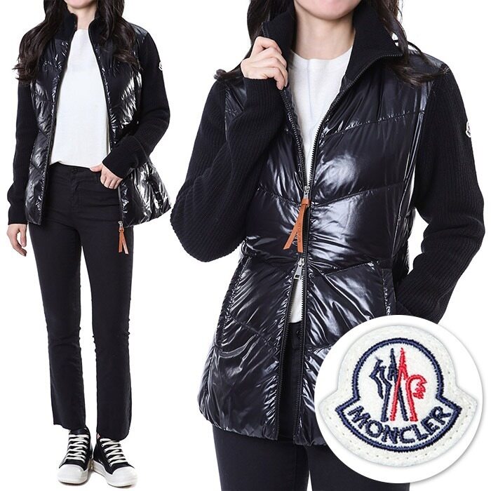 몽클레어 로고패치 패딩레이어드 여성 니트집업/9B00041 M1241 999 - Moncler