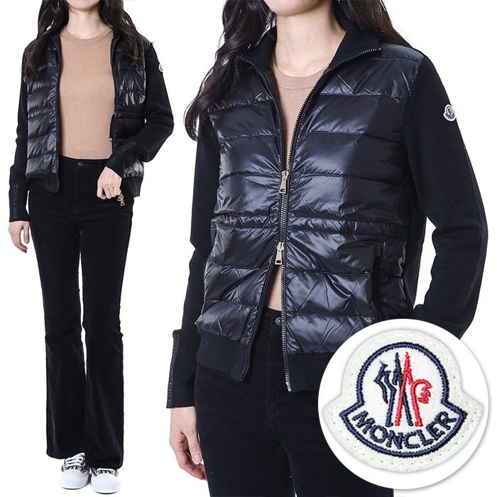몽클레어 소매자수 패딩레이어드 여성 니트 집업/9B00046 M1131 999 - Moncler
