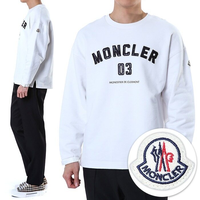 몽클레어 입체로고패치 밴딩소매 기모 맨투맨 티셔츠/8G00002 899WC 033 - Moncler