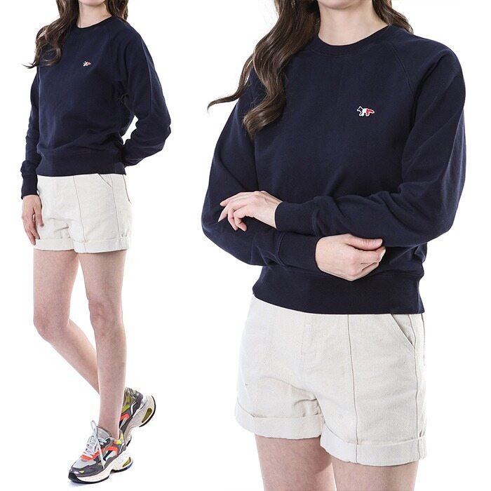 메종키츠네 트리플폭스 자수 티셔츠/FW00308KM0001 NA - Maison Kitsune
