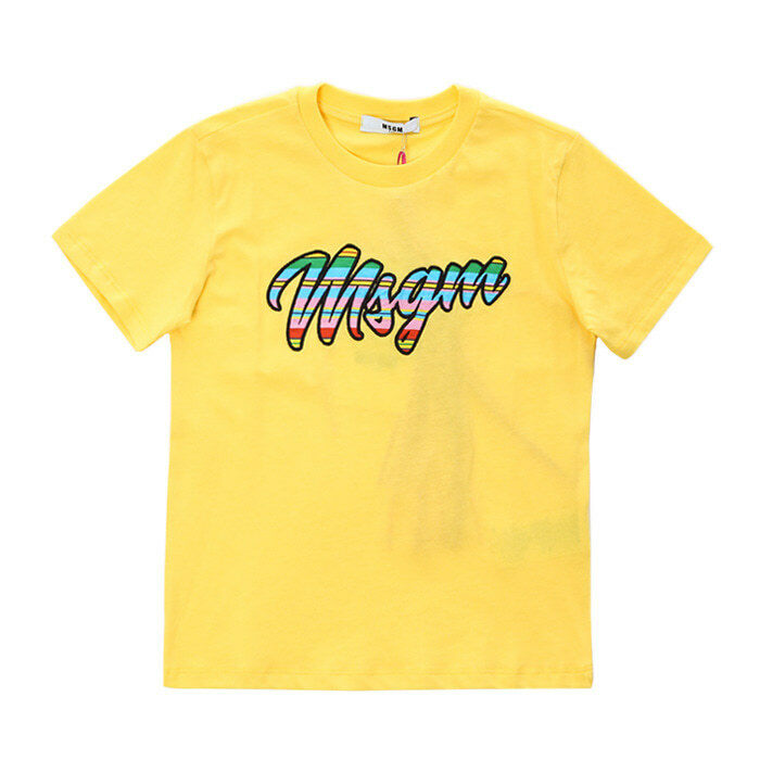 MSGM 키즈 컬러풀 로고패치 반팔티셔츠 (옐로우, 12세~14세-성인여성가능)/022136 020 - MSGM