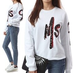 [MSGM]키즈 스팽글 레이어드 로고 맨투맨/022070 001 썸네일 1