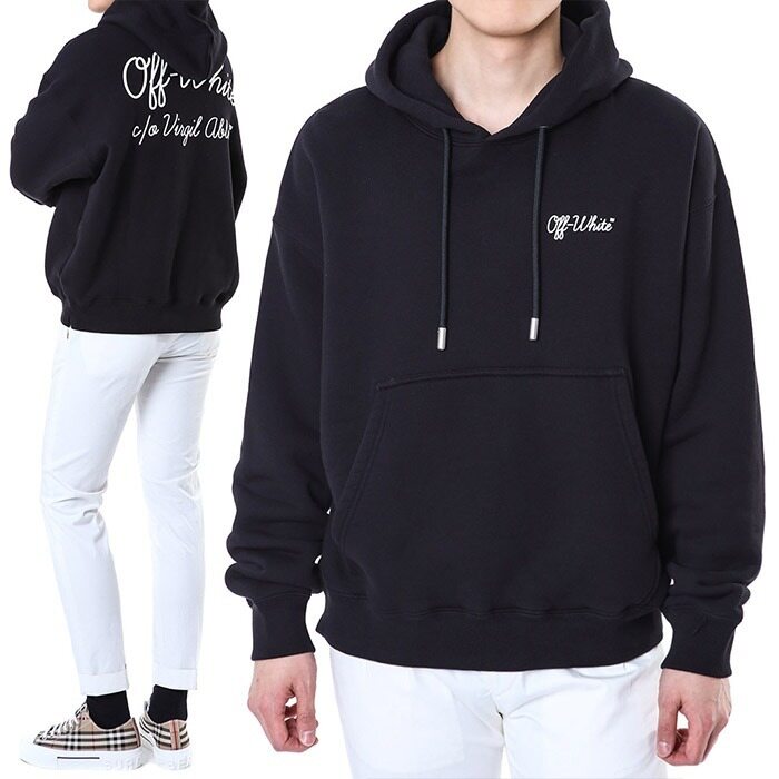 오프화이트 버질아블로 퍼프 로고패치 후드 티셔츠/OMBB085C 99FLE019 1001 - Off White