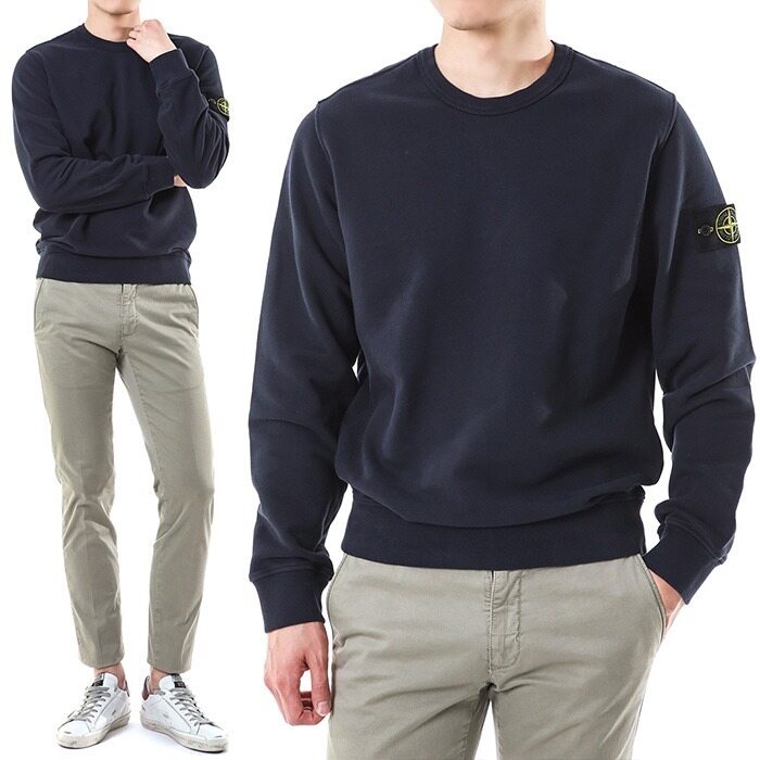 스톤아일랜드 와펜패치 베이직 기모 맨투맨 티셔츠/791562420 V0020 - Stone Island
