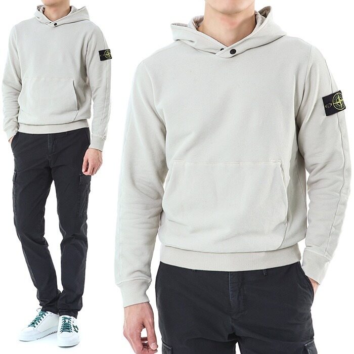 스톤아일랜드 와펜패치 버튼 기모 후드 티셔츠/791561252 V0097 - Stone Island