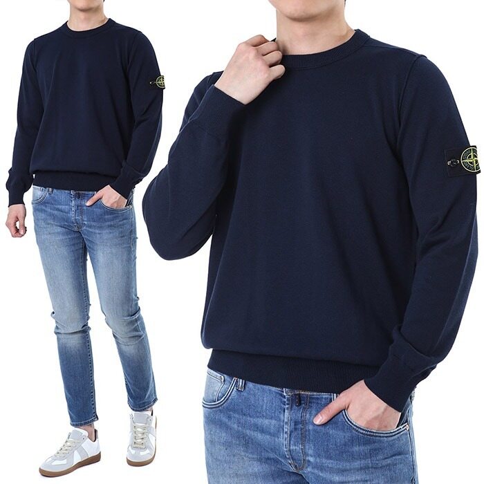 스톤아일랜드 와펜패치 스티치 코튼 라운드 니트/K1S155100053 S00B2 V0020 - Stone Island