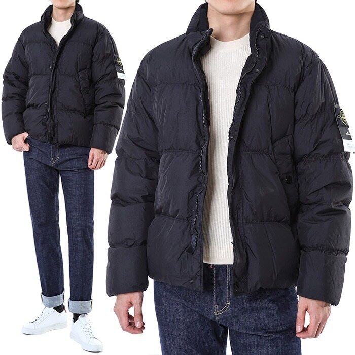 스톤아일랜드 와펜패치 가먼트다이 클링클랩스 덕다운 패딩점퍼 블랙 - Stone Island
