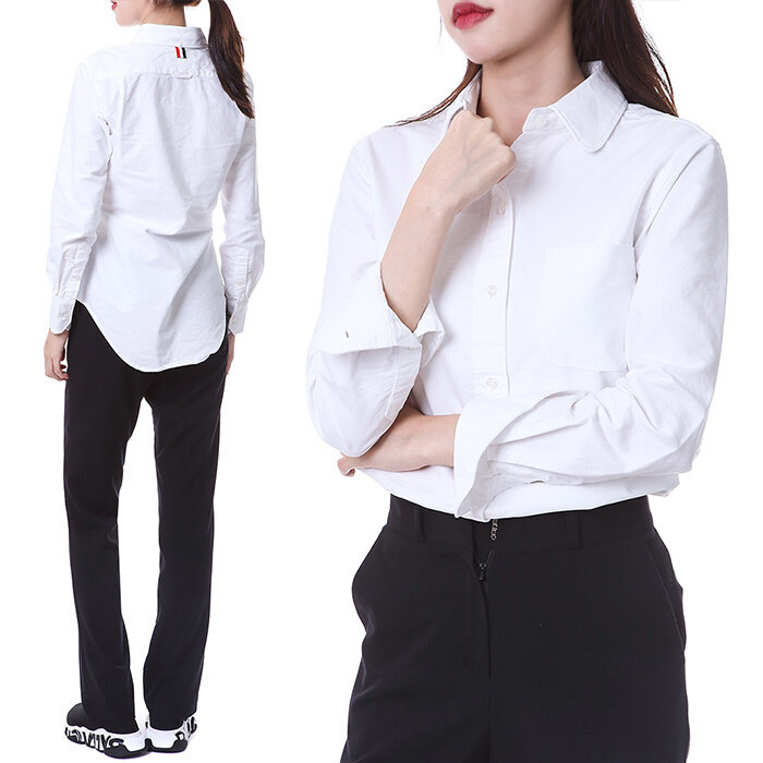 톰브라운 삼선탭 포켓 옥스포드 슬림핏 셔츠/FLL019A 06177 100 - Thom Browne