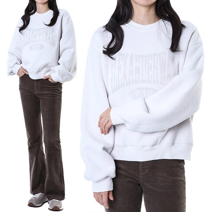 알렉산더왕 빈티지 그래픽 여성 기모 맨투맨 티셔츠 아이보리/4CC2251539 132 - Alexander Wang