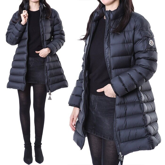 몽클레어 IGESSE 로고패치 구스다운 슬림 여성 롱 패딩 점퍼 블랙/1C00001 596ZR 999 - Moncler