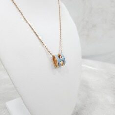 [럭스유] 에르메스 H 펜던트 팝아슈 목걸이 블루 골드 썸네일 1