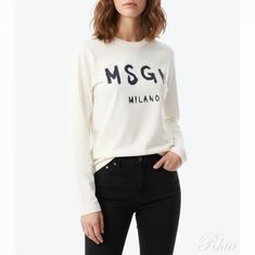 MSGM 브러쉬드 로고 긴팔 티셔츠 2000MDM511 200002 02 썸네일 1