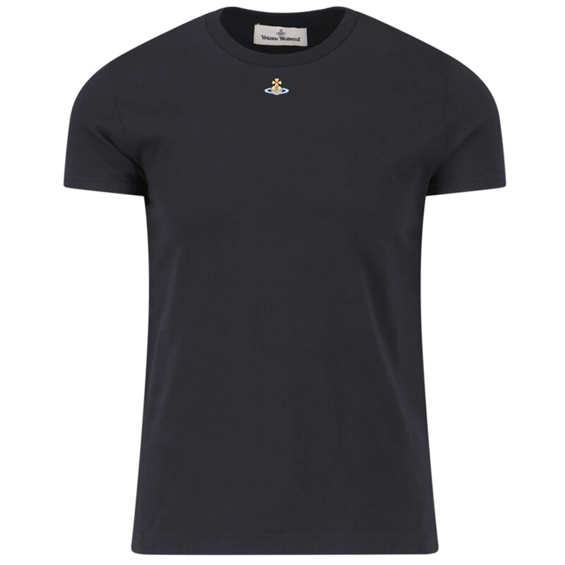 비비안웨스트우드 25SS ORB 로고 자수 티셔츠 블랙 3G010017 J001M N401 - Vivienne Westwood