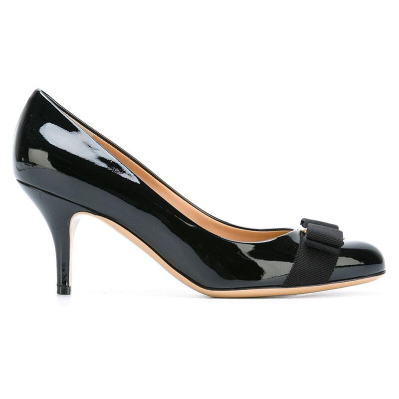 페라가모 까를라 CARLA 70 유광 펌프스힐 블랙 0574563 - Salvatore Ferragamo
