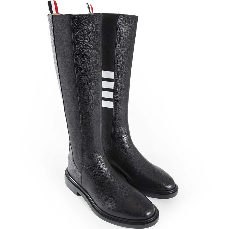 톰브라운 25FW 사선 페블 그레인 니하이 첼시 부츠 블랙 FFB138A 06257 001 - Thom Browne