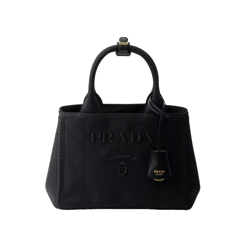26SS 로고 자수 캔버스 토트/숄더백 블랙 1BG464 2CYA F0002 - Prada