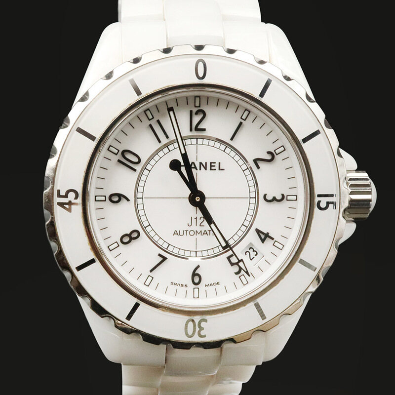 샤넬 38MM 오토매틱 화이트 세라믹 J12 여성 시계 / H0970 - Chanel