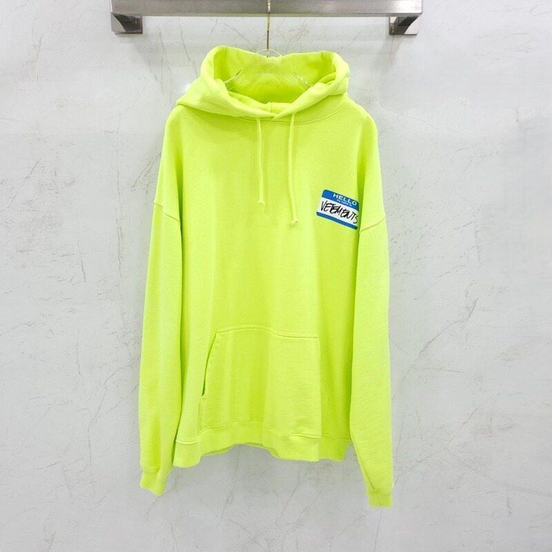 [럭스유] (새상품) XS / 베트멍 헬로 마이 네임 네온 오버 후드티 - Vetements