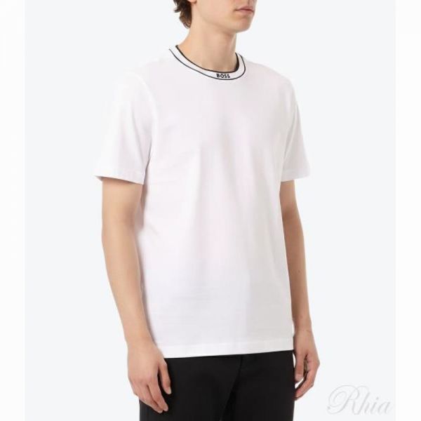 휴고보스 26SS 로고 크루넥 코튼 티셔츠 50554862 100 - Hugo Boss