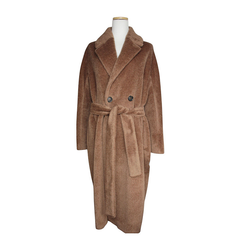 막스마라 브라운 알파카 혼방 벨티드 코트 44 - Max Mara