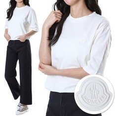 몽클레어 러버 로고패치 여성 반팔티셔츠 아이보리/8C00005 89A17 034 썸네일 1