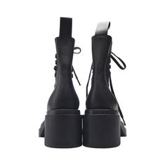 (230mm) 블랙 카프스킨 러그 레이스업 여성 워커 부츠 썸네일 2