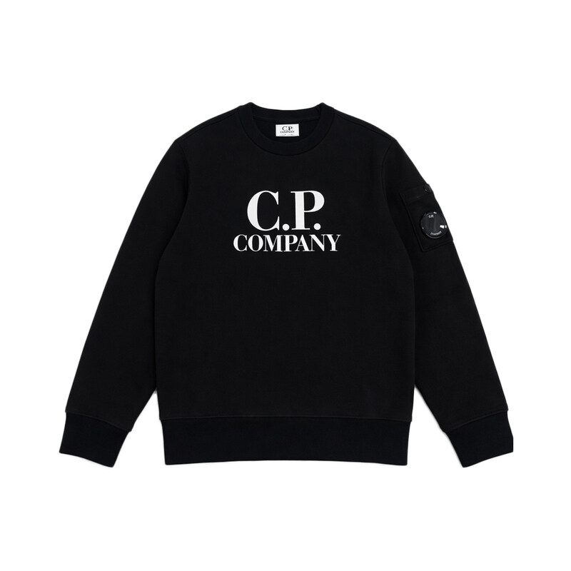 키즈 렌즈 와펜 로고 프린트 맨투맨 블랙 20CKSS008B 00LCA69 999 - CP company