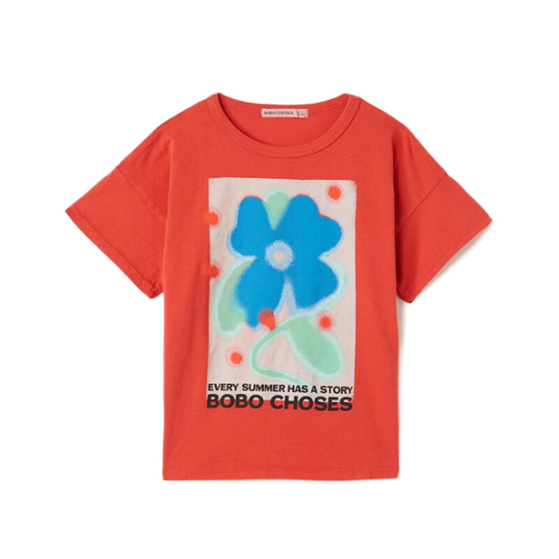 키즈 썸머 스토리 반팔 티셔츠 레드 B126AC012 611 - Bobo Choses