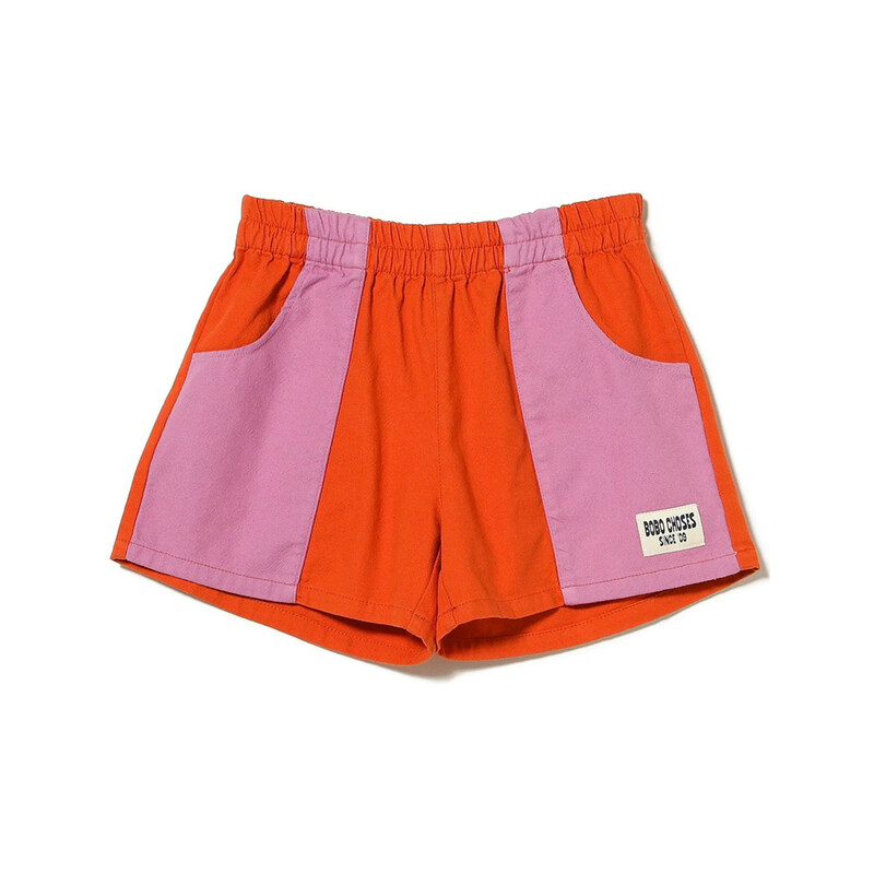 키즈 컬러블록 우븐 숏팬츠 오렌지 B126AC064 811 - Bobo Choses
