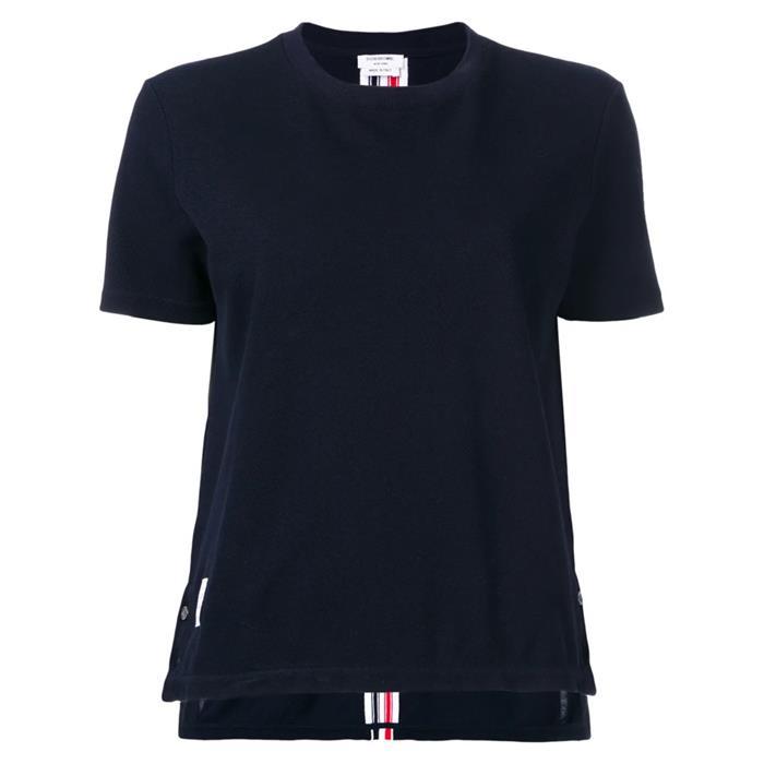 [국내발송] 톰브라운 클래식 피케 스트라이프 티셔츠 네이비 FJS013A 00050 415 - Thom Browne