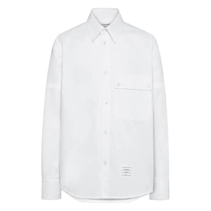 [국내발송] 톰브라운 셀프 암밴드 오버사이즈 피케 셔츠 화이트 MWL430O 00185 100 - Thom Browne