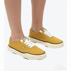 미하라야스히로 26SS 베이커 빈티지 OG솔 캔버스 로우탑 스니커즈 A09FW735 옐로우 썸네일 1