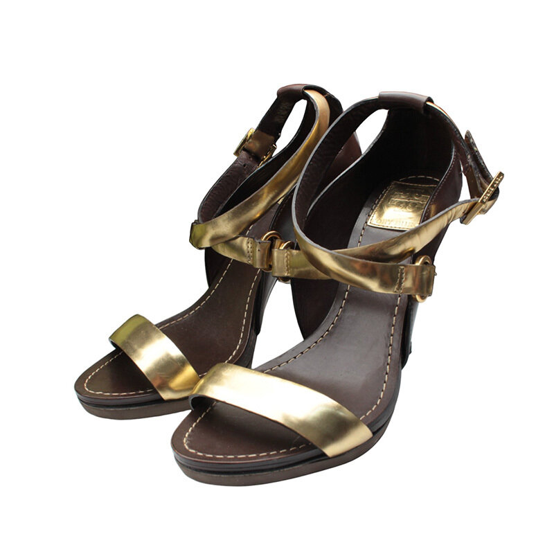 토리버치 브라운 골드스트랩 슈즈 7M - Tory Burch
